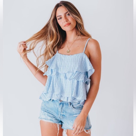 Ruffled Cami in Nantucket Blue - Picture 1 of 8